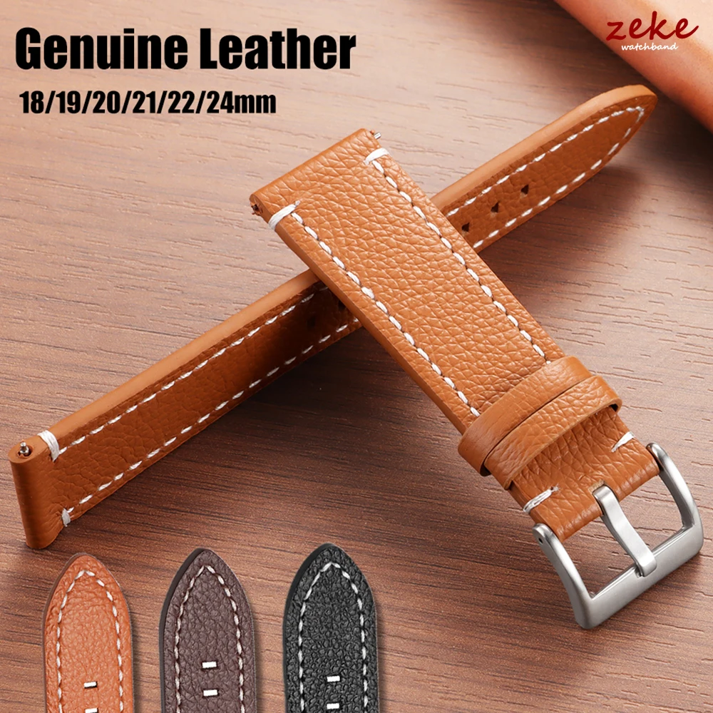 

Premium Genuine Leather Watch Band 18mm 19mm 20mm 21mm 22mm 24mm Watch Strap for Man Women High-quality Wrist Watchband + Tool