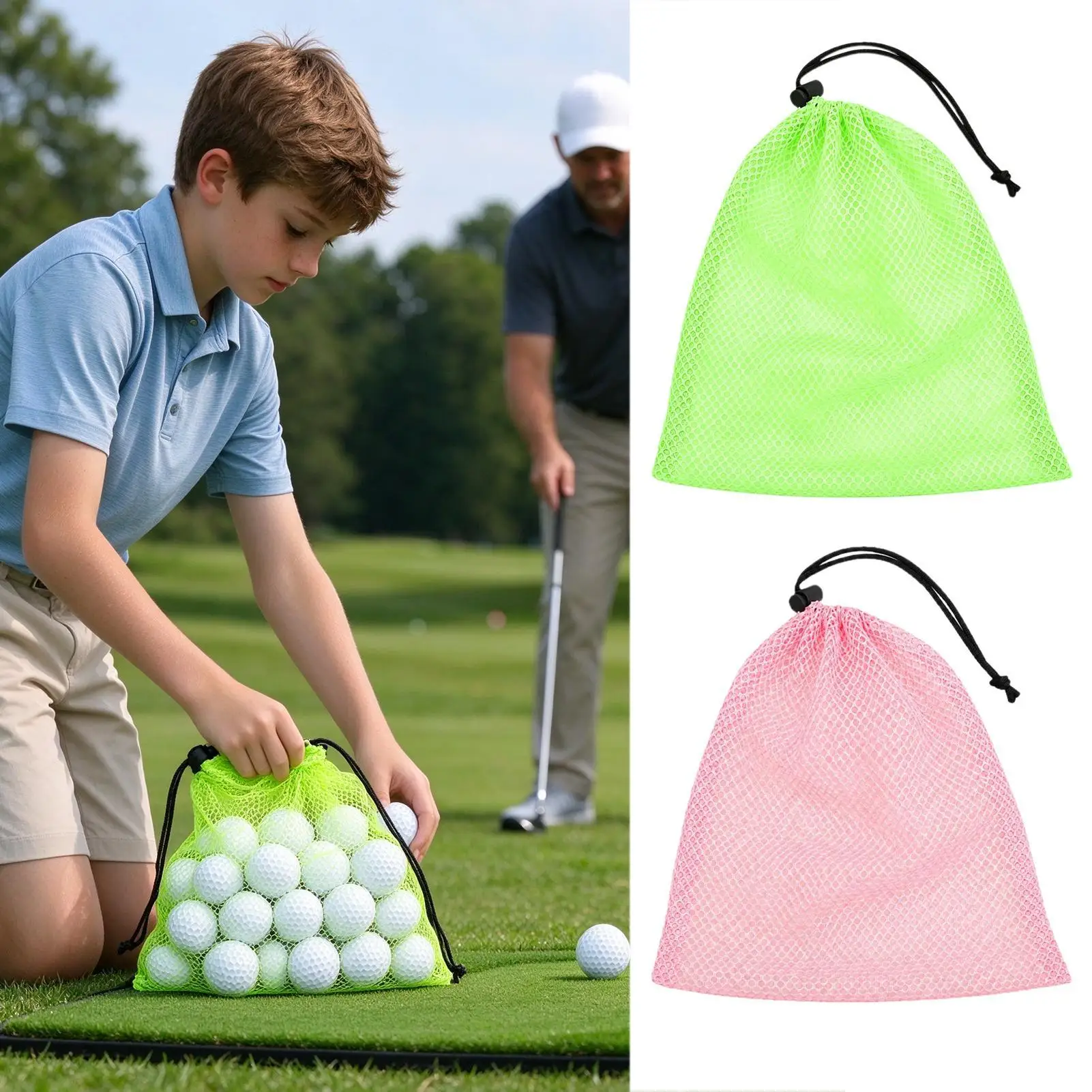 Golf Ball Pouch Portable Training Practice Drawstring Organizer Mesh Bag For Golf Balls For Fathers Husbands Grandfathers Gym