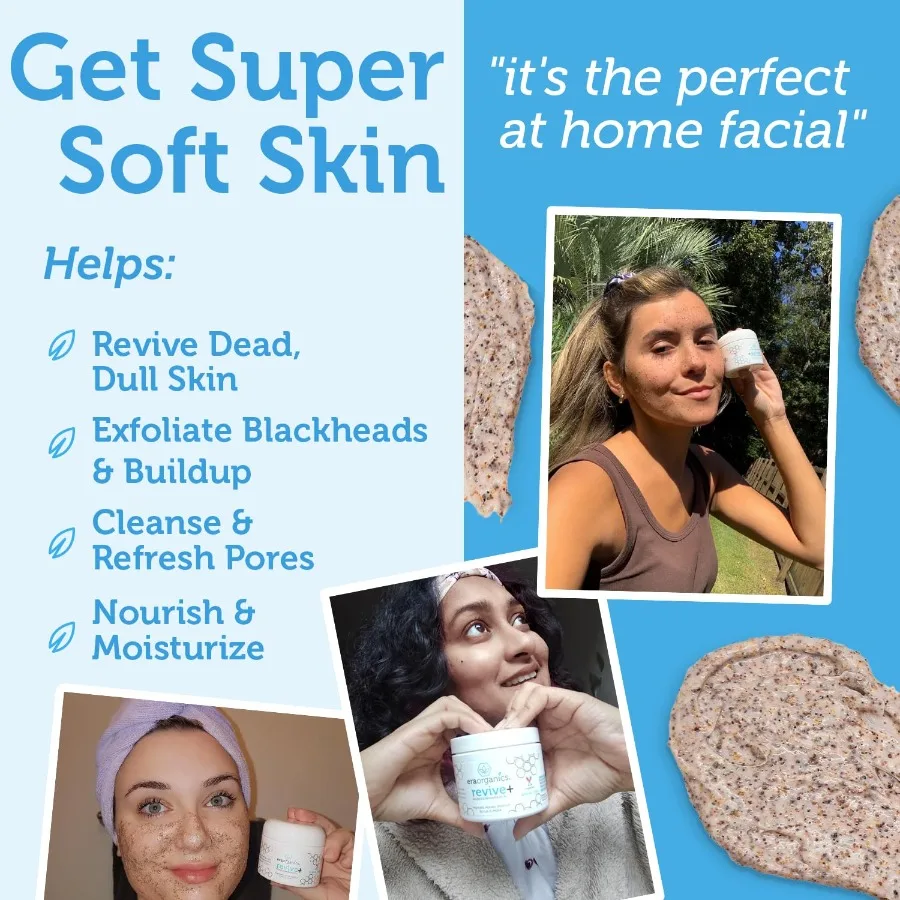 Era Organics Microdermoabrasione Scrub viso Esfoliante viso Maschera esfoliante di qualità spa con Manuka Honey Plus Noce per Blac