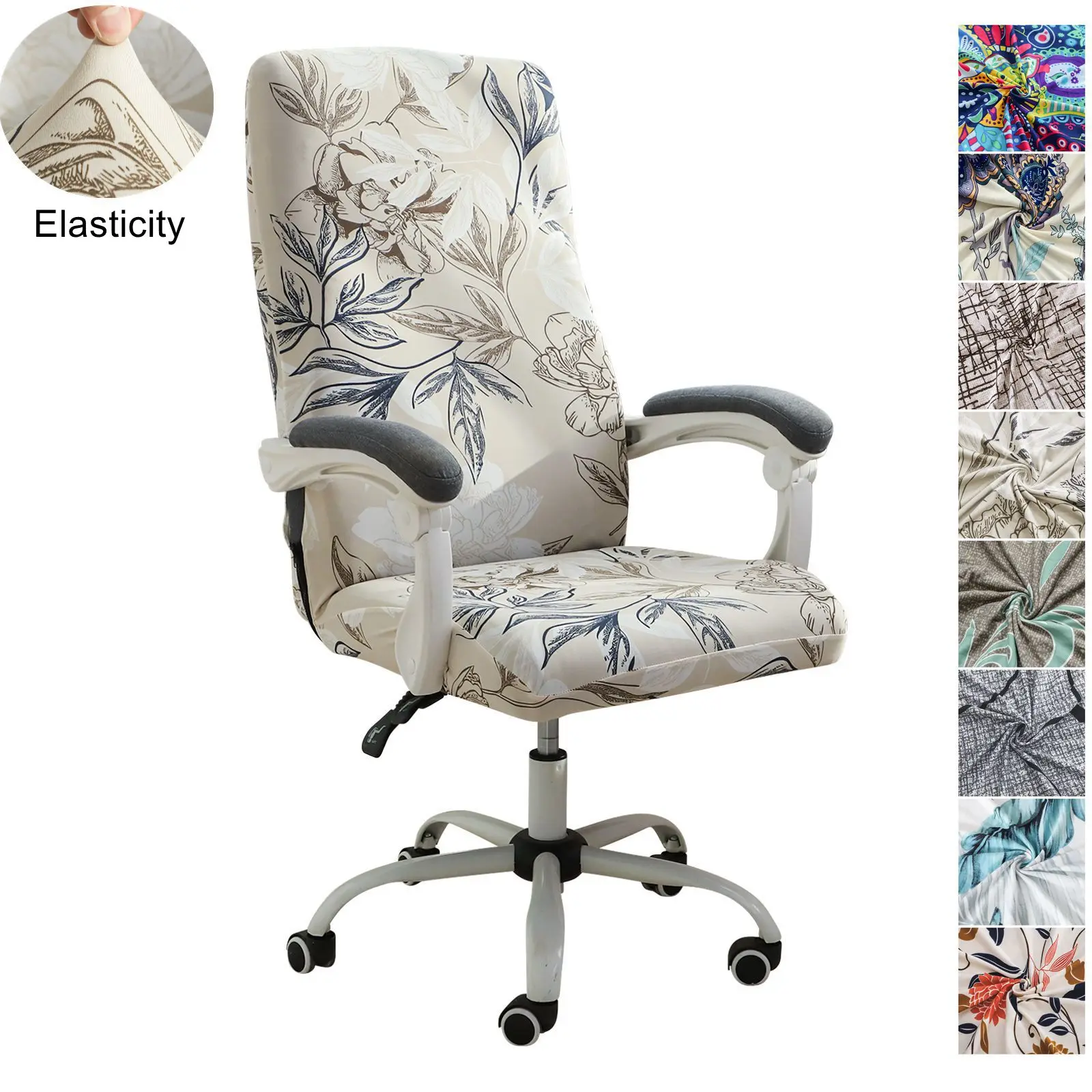 L Sizes Office Chair Cover 1 Piece Removable Stretchable Printed Computer Armchair Slipcover Dust Protector