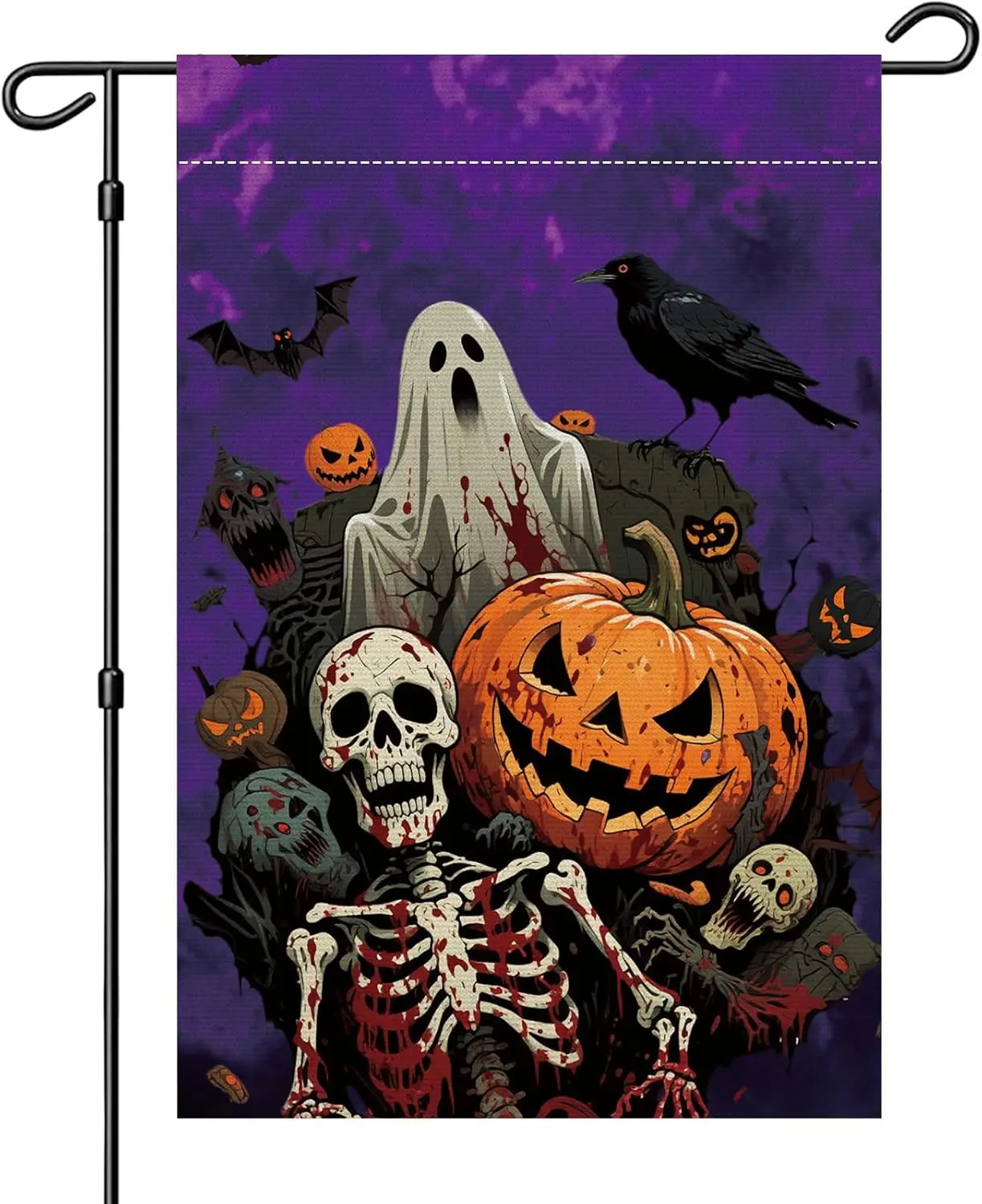 Halloween Ghost Garden Flag 12x18 Vertical Double Sided Happy Halloween Pumpkin Bats Skull head Home decoration Fall Yard Fl GGO