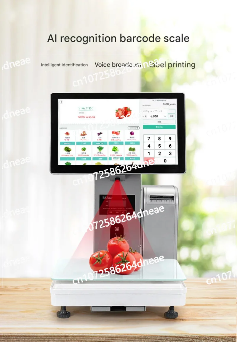 

Супермаркет POS Смарт-весы с сенсорным экраном и распознаванием штрих-кода/термопринтера Программное обеспечение для ПК/Android