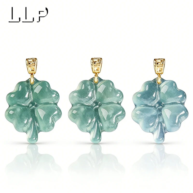 Natürlicher Jadeit-Anhänger in A-Qualität, Blauwasser-Blumen-Design, schlicht, exquisit und modisch, Schmuck-Maskottchen für Mädchen, Festivalgeschenk – Detail 4