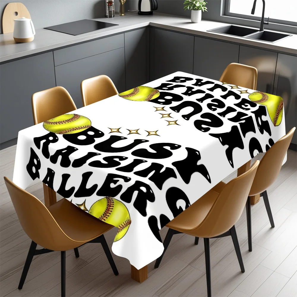 Funny Baseball Player Theme Tablecloth Waterproof Picnic Blanket for Party Decorations Home Kitchen Dining Room