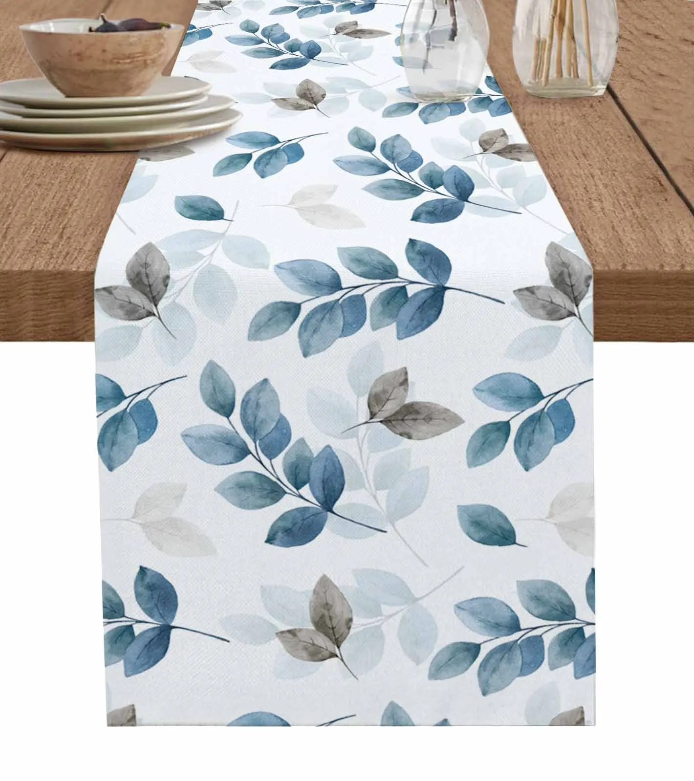 

Leaves Blue Eucalyptus Leaves Grain Table Runner Decoration Home Decor Dinner Table Decoration Table Decor