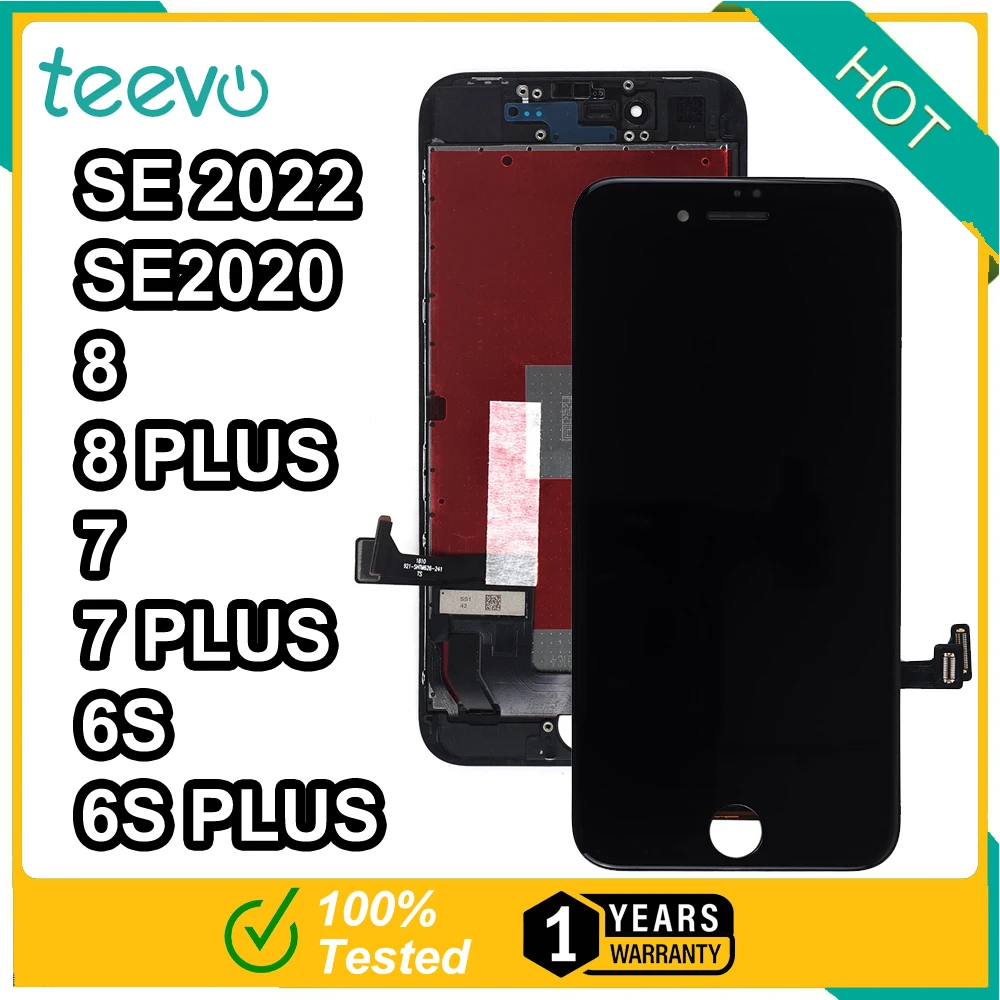 Teevo LCD For iPhone SE 2022 2020 8 7 6s Plus display screen black white touch digitizer assembly replacement wholesale factory