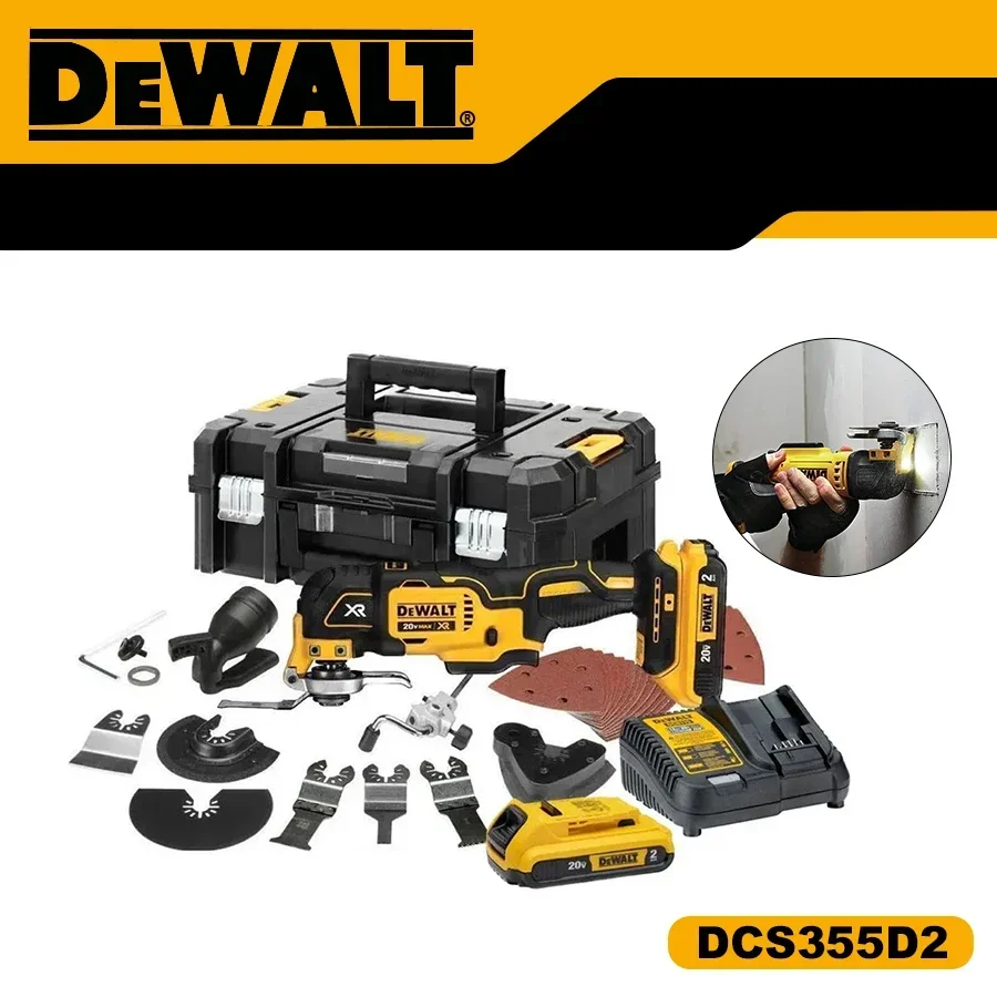 DEWALT DCS355D2 Lithium Battery Cordless Brushless Power Tool Set with 35-Piece Accessory 2 x 2.0Ah Batteries Charger and Case