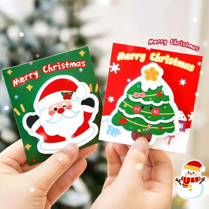 5 uds Navidad Santa Claus muñeco de nieve árbol en forma de notas adhesivas útiles escolares de dibujos animados Bloc de notas Kawaii regalos estacionarios para estudiantes