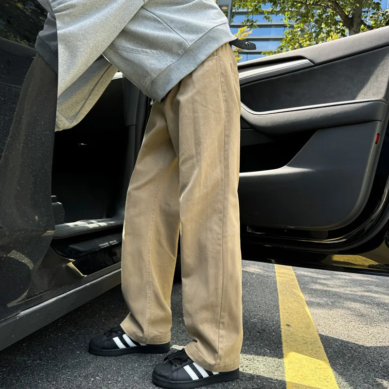 

Khaki Color Logging Work Pants Men's Summer American Retro Loose Drapey Casual Sports Straight Leg Long Pants