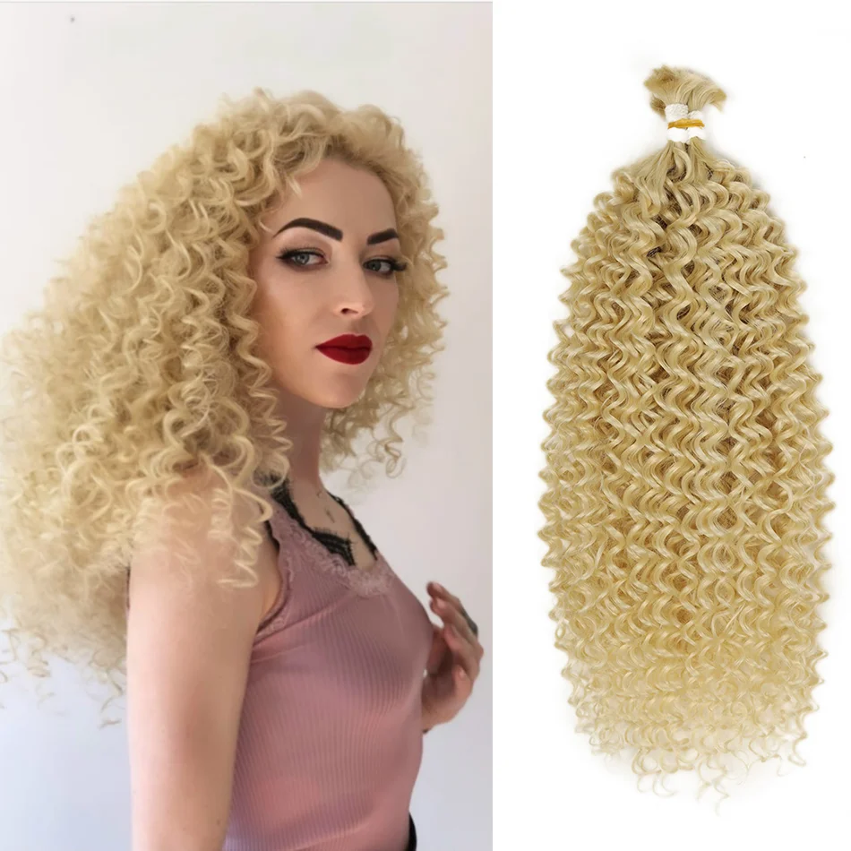 

2Bundles Synthetic Braiding Hair for Boho Braids 100G Deep Wave Bulk No Weft Blonde Synthetic Hair Extension for Braiding