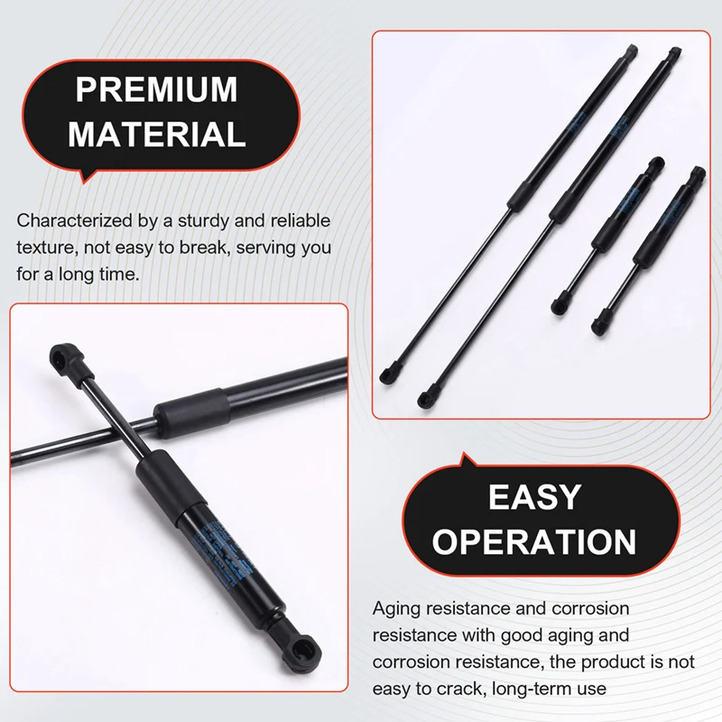 4PCS Front Hood Lift Support Gas Spring Shocks Struts For Bentley Continental 2004-2017 3W0823475B 3W8827550C 3W0823359C