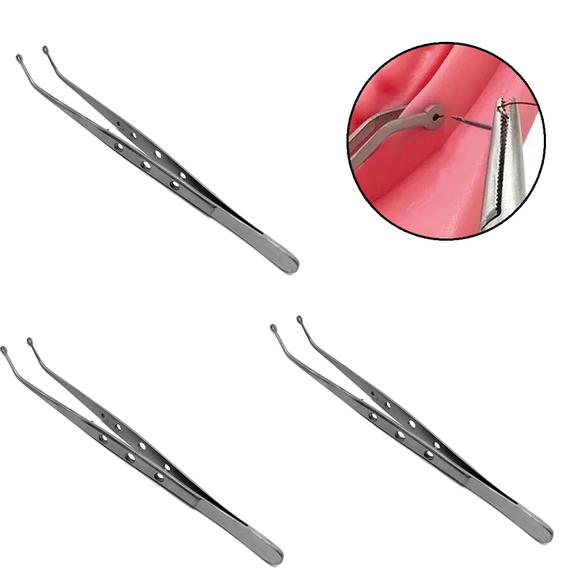 Dental Stitching Stainless Steel Tweezer Serrated Tip Holder Suture Forcep Dentist Oral Care Teeth Whitening Tool