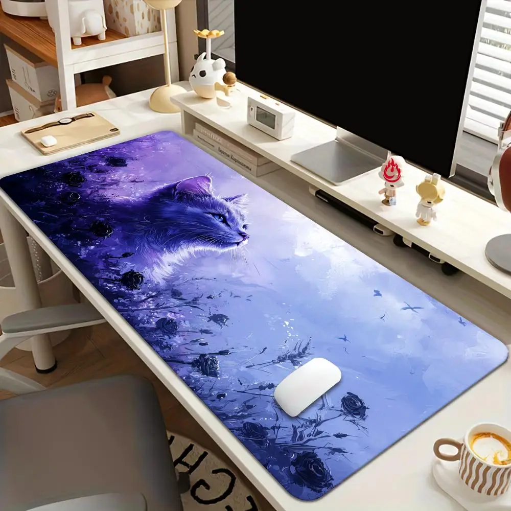 Large mousepad Artistic style cat Mouse Pad Desk Mat Non-Slip Durable office mouse mat gaming mat with Stitched Edge HD printing