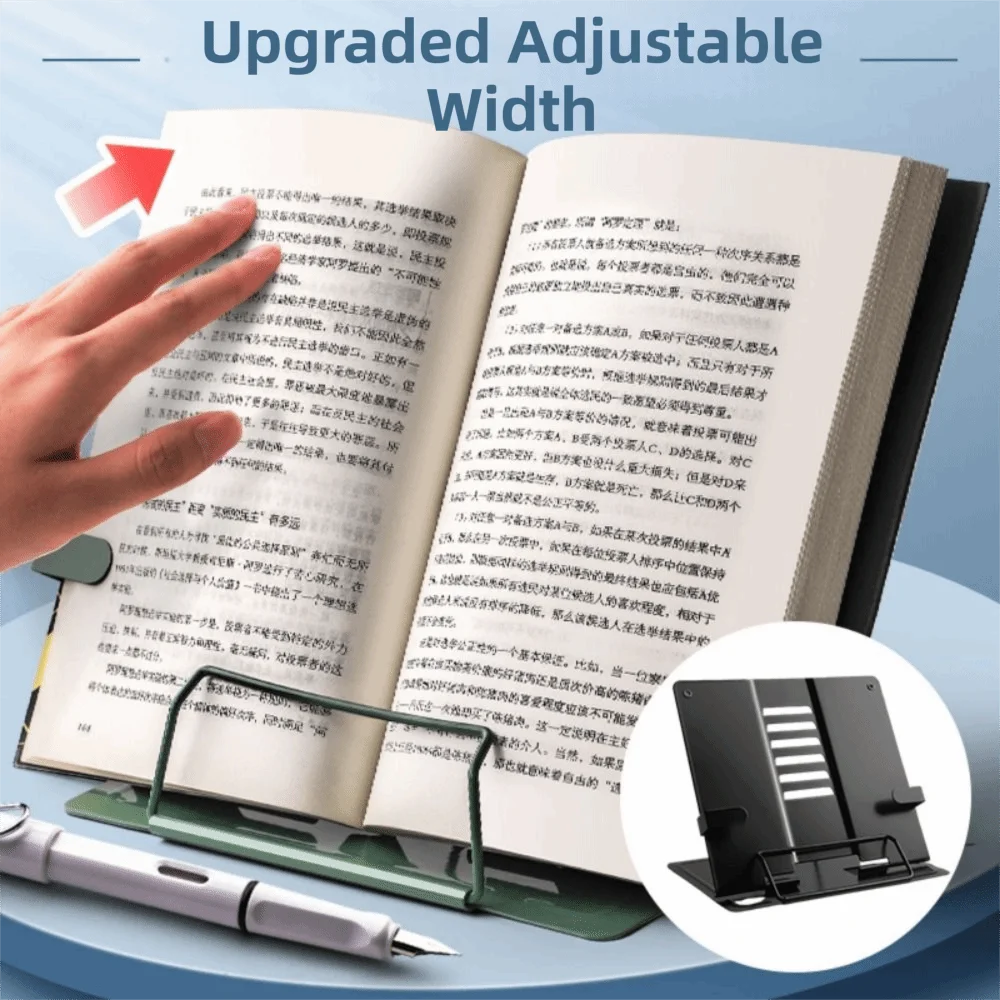 6 Adjustable Positions Desk Book Holder Adjustable Width Heavy Duty Metal Reading Stand Sturdy Construction with A Wave of Hands