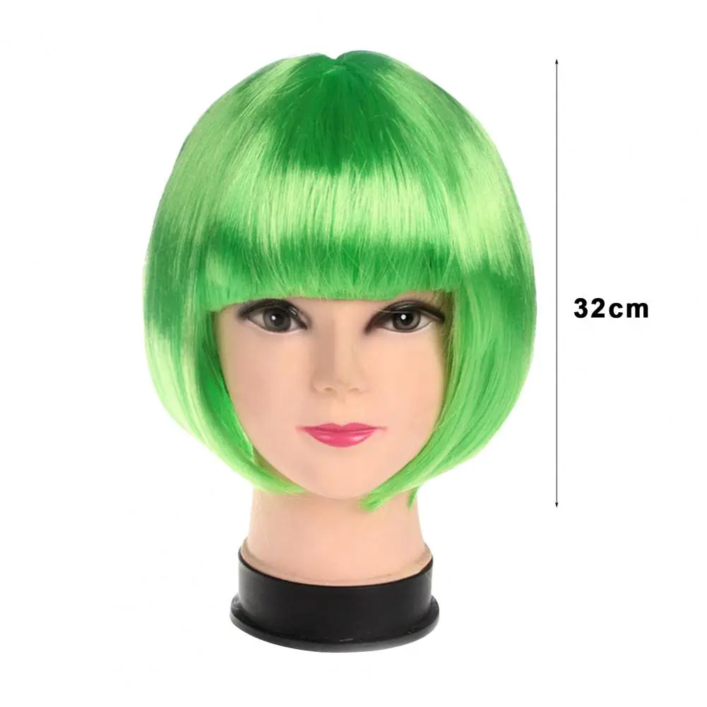 32cm Women Colorful Short Straight Wig With Bangs Natural Heat Resistant Costume Party Girls Cosplay Animes Bobo Synthetic Hair