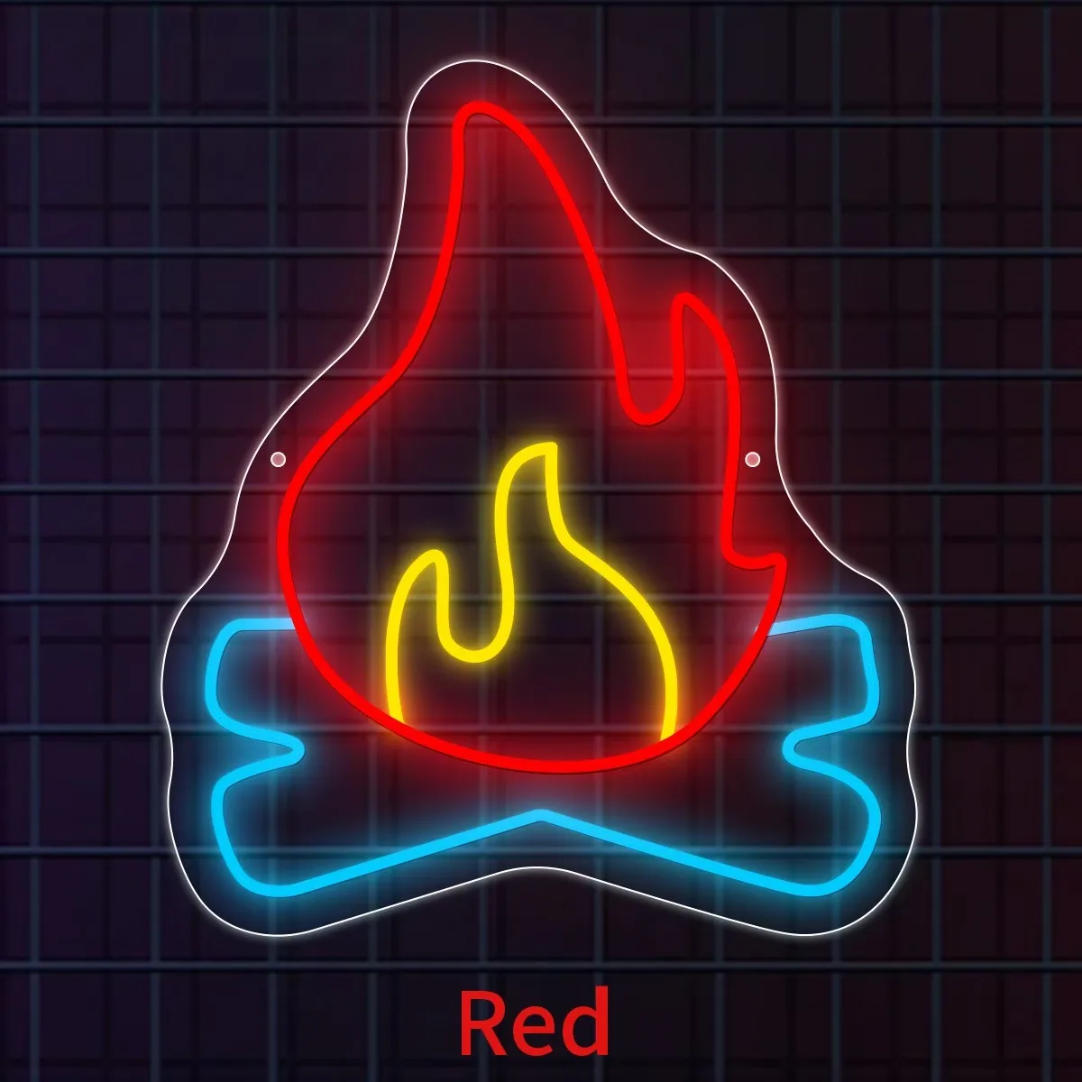 Multicolor Campfire Flame Neon Sign USB LED Wall Light Fire Pattern Decoration For Bar Cafe Camping Room Man Cave Ornament