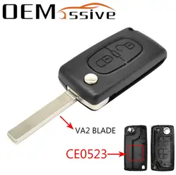 CE0523 Car Key Remote Flip Key Shell Case For Citroen C3 C4 C5 C6 Berlingo Picasso Peugeot 308 207 307 3008 5008 807 2 Buttons