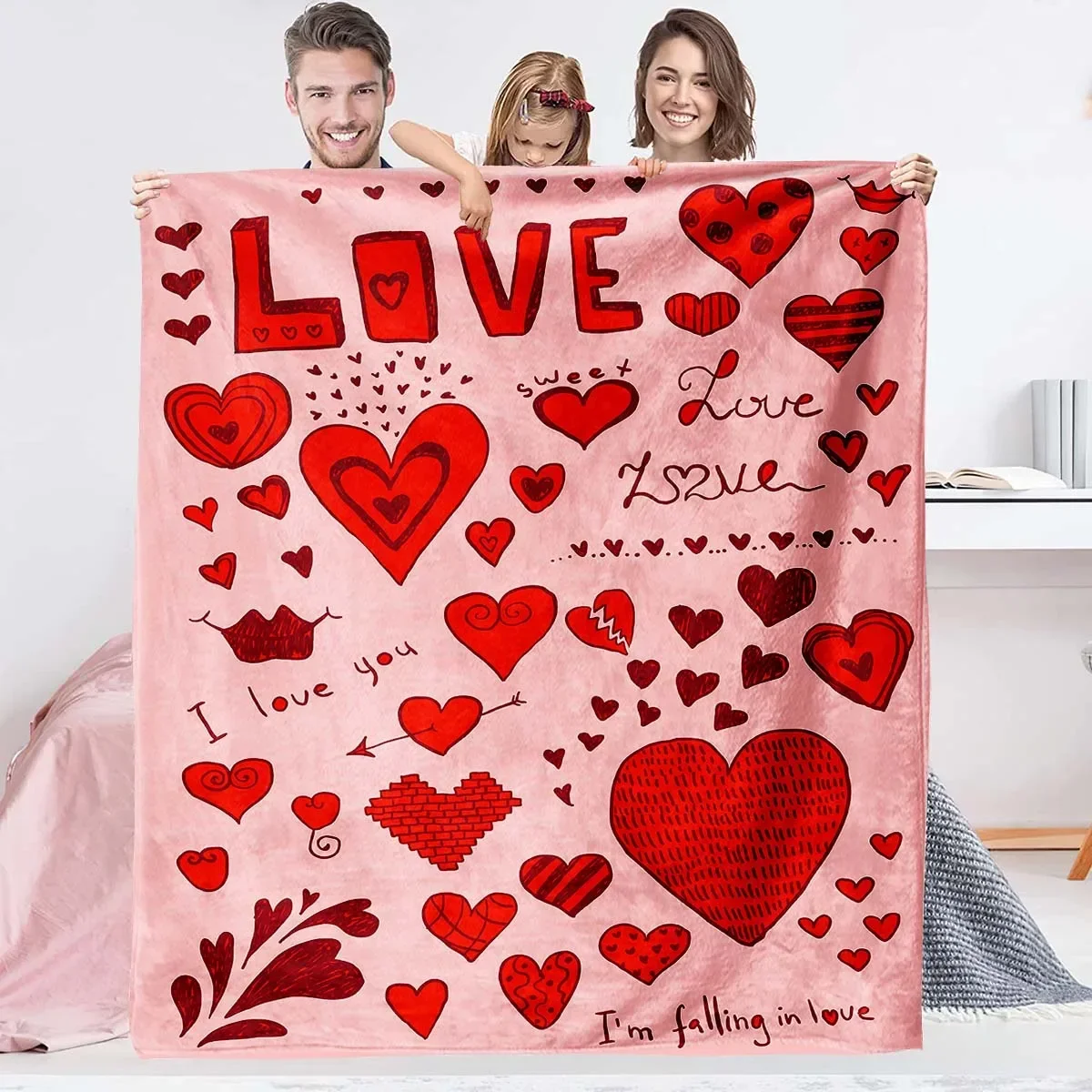 

1 St Teatro Demeelseitige Flanell Rote Liebe Valentinstag Valle Decke, цифровой кровать, диван klimatisierte Raum decke