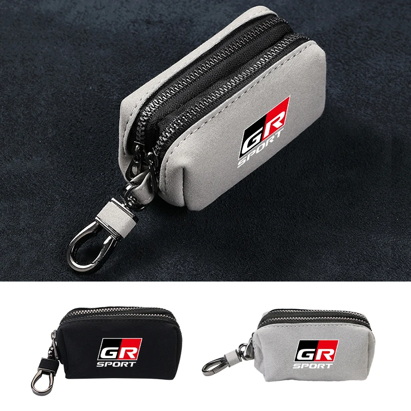 Car Logo Coin Purse Double Zipper Card Key Money Storage Bag For Gazoo Racing Corolla Yaris Aygo GT86 Prius RAV CHR Camry Auris