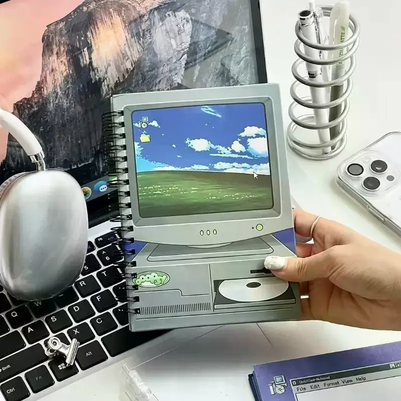 100Pages B6 Y2K Retro Computer Spiral Notebook Vintage Desktop Layout Journal Scrapbook Planner For Stickers Decor