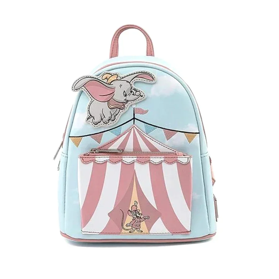 Dumbo Circus Backpack Cartoon Princess PU Leather Brand Women Pink Backpack Handbag Leisure Bag Children Schoolbag