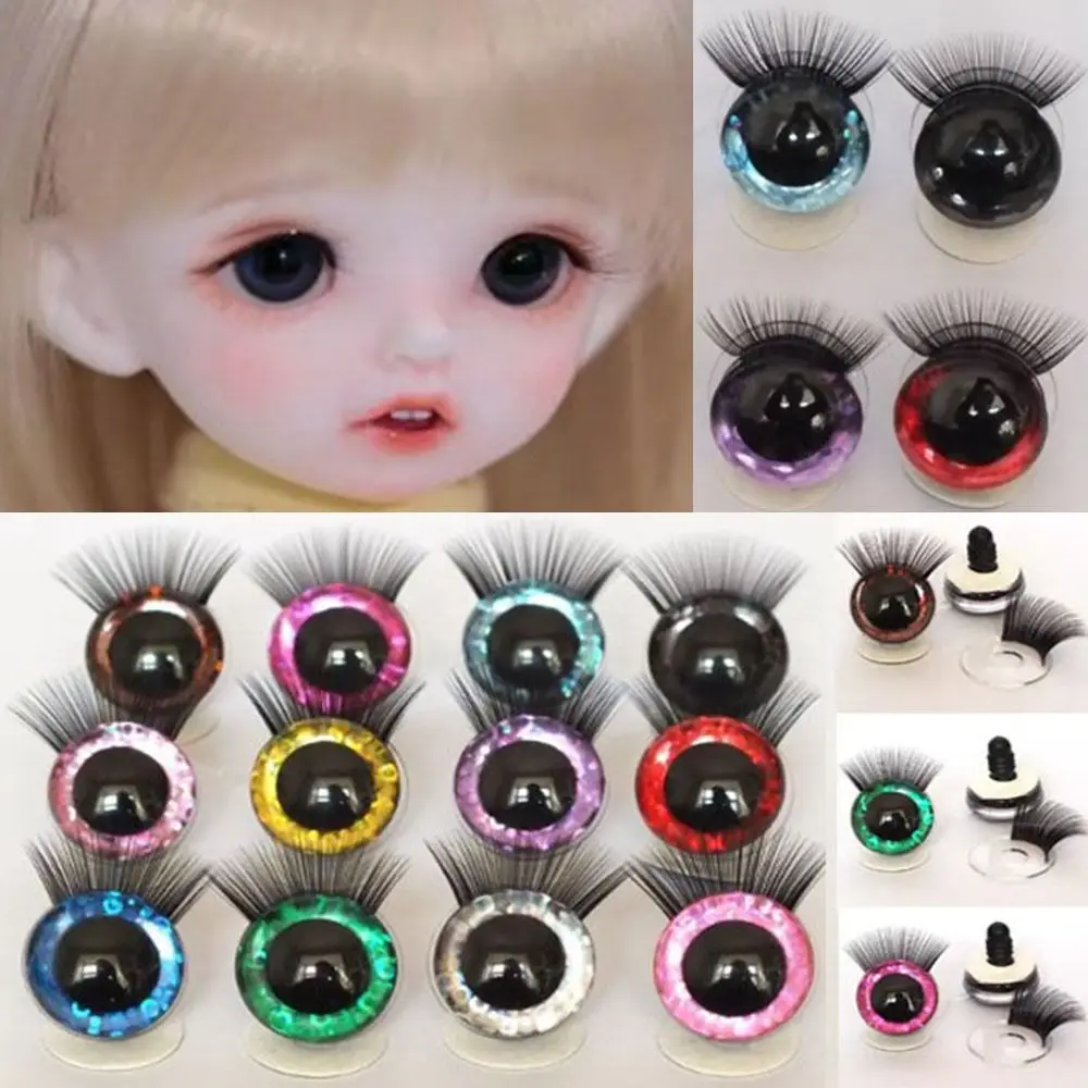 14mm Plastic Safety Eyes New 10 Colors Doll Accessories Eyes with Eyelash Stuffed Toys Parts Doll Accessories