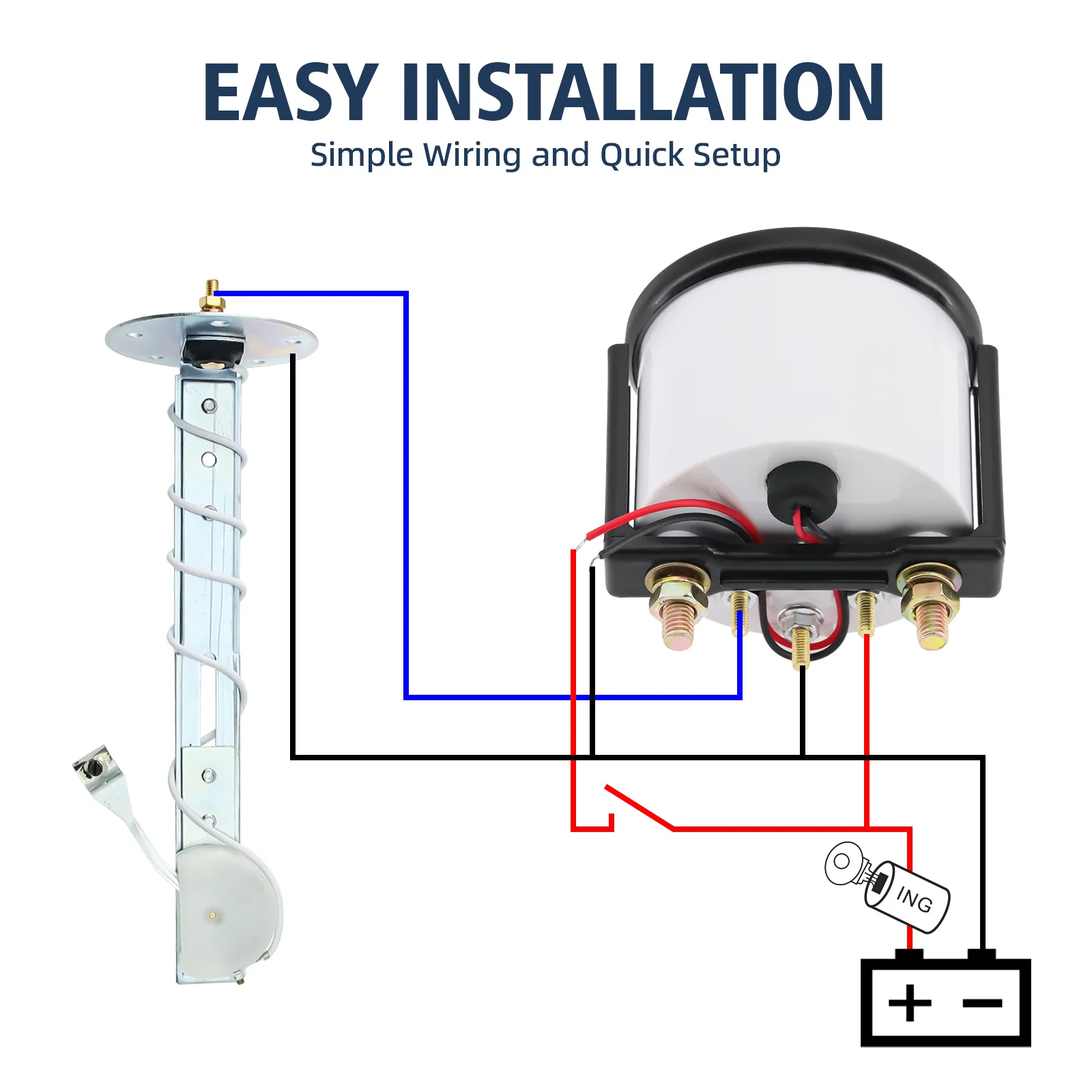 52mm Universal Car Fuel Gauge Fuel Level Gauge+Oil Float Sensor 240-33OHM Pointer Water Tank Indicator Auto Car Boat customized - view 5