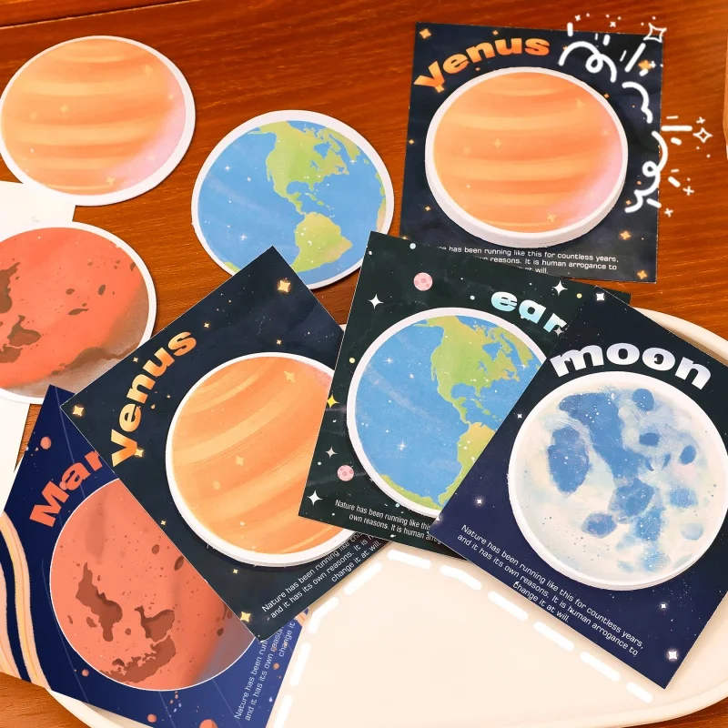 30 Sheets Per Book Planet Themed Sticky Notes Student Message Assistance Memo Recording Essential Stationery