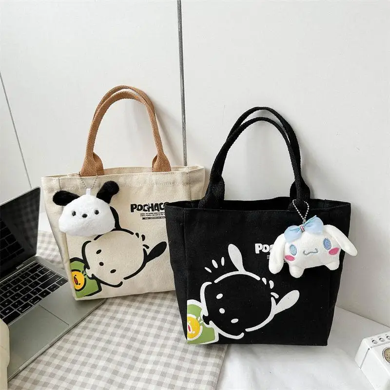 Kawaii Sanrio Pochacco Cartoon Bento Bag Canvas Tote Bag 2023 New Fashion Out Bag Cute Mummy Tote Bag Gift