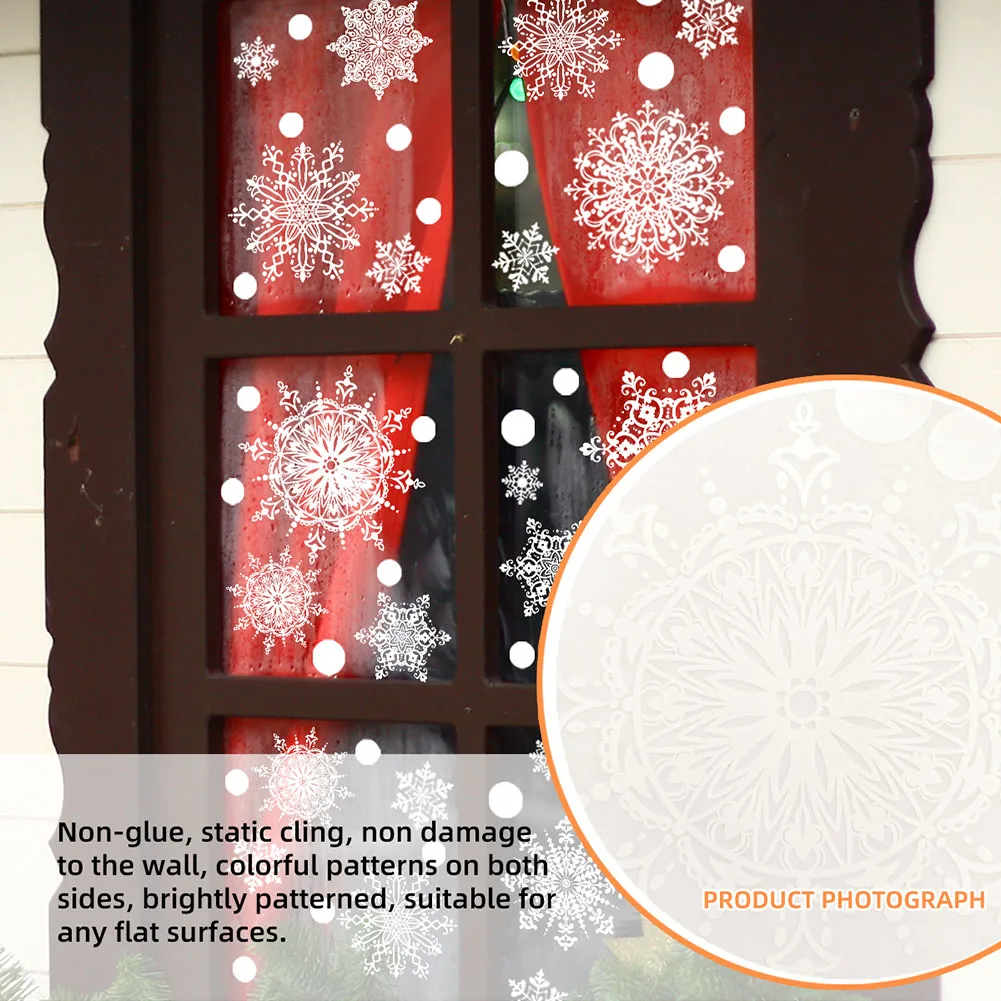 2sheets Christmas White Snowflake Background Decoration Glass Window Sticker Home Party Ornament Decor Decor 2024 Navidad