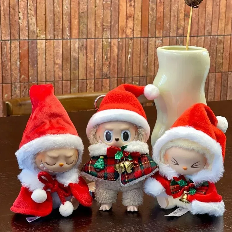 15 17cm For Labubu Doll Christmas Decorations Outfit Clothing Gingerbread Sweater Kawaii Festival knitting Clothes Accessories
