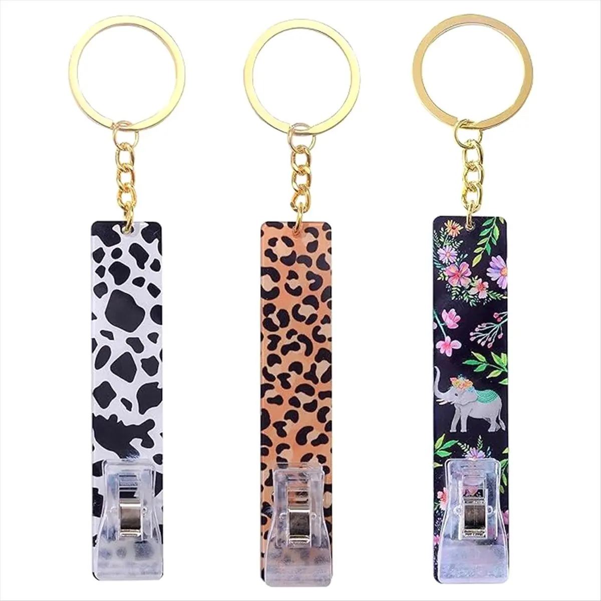 ABYA 3Pcs Card Bank Card Clips Acrylic ATM Contactless Cards Extractor Keychain with Cards Puller for Long Nail Girls