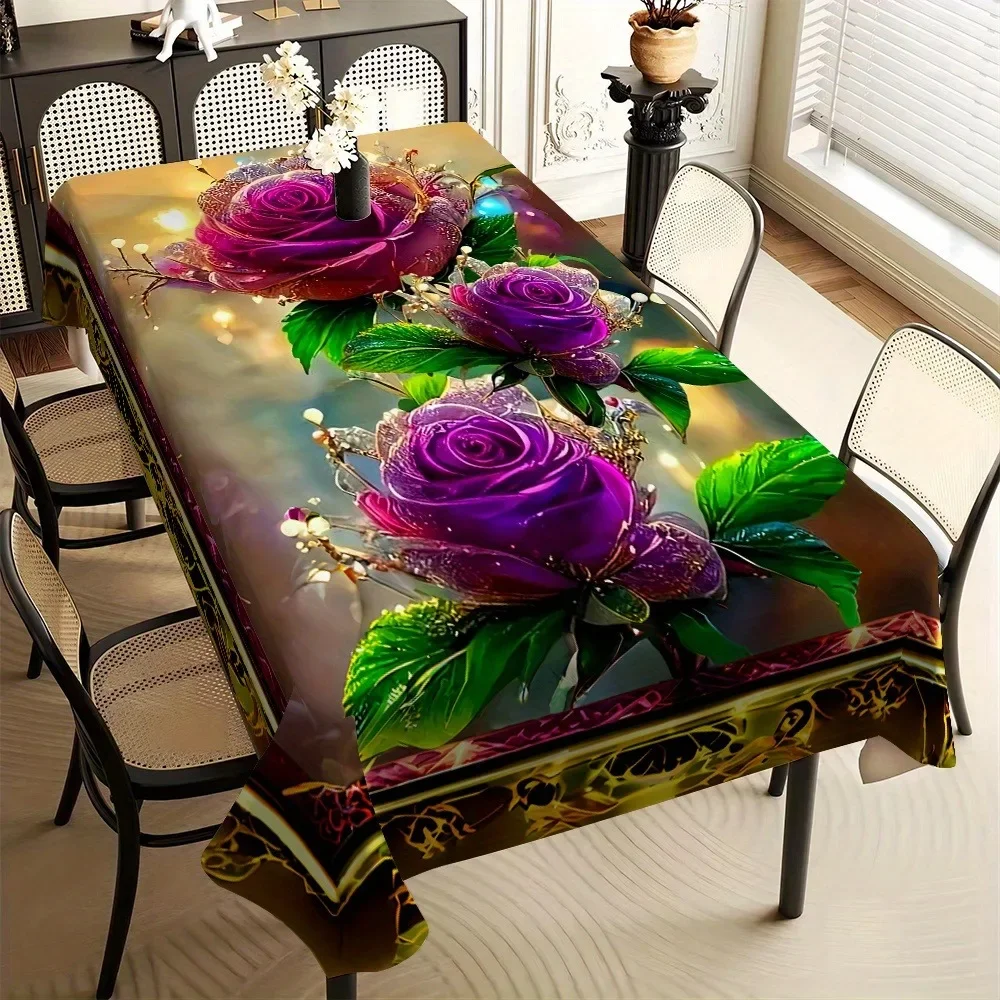 1 piece of Dreamy Purple Rose Tablecloth, enhancing the luxurious style of your home. Polyester fiber tablecloth.xzj