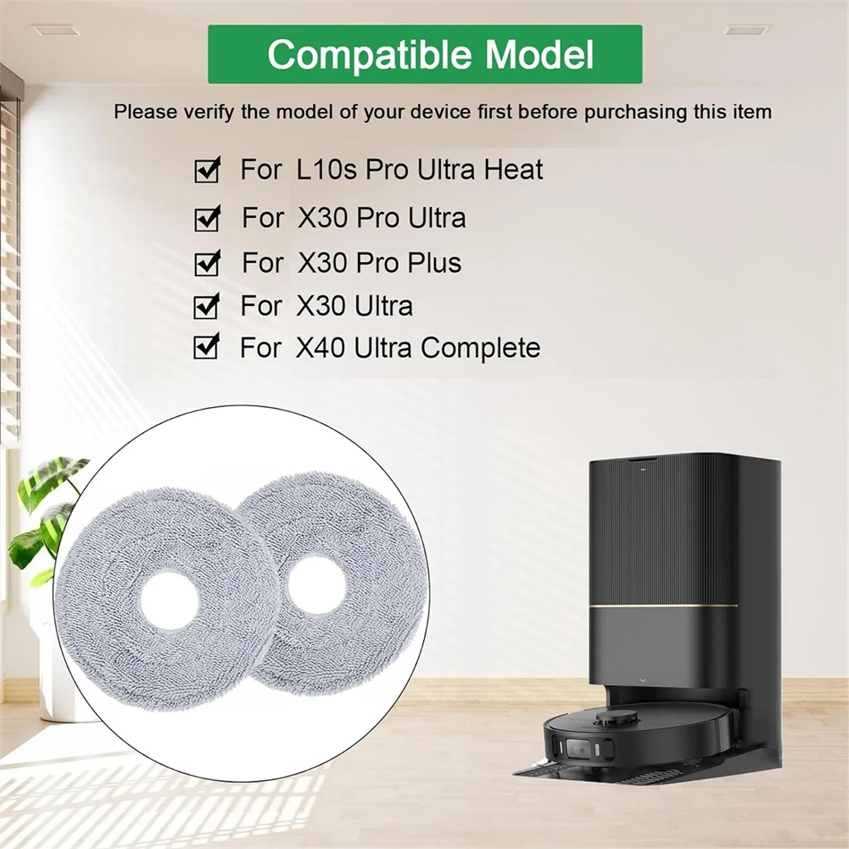 لـ Dreame L10s Pro Ultra Heat، L10s Pro Gen 2، X40 Ultra Complete، X30 Ultra، X30 Pro Plus وسادات قماش ممسحة مكنسة كهربائية، رائعة