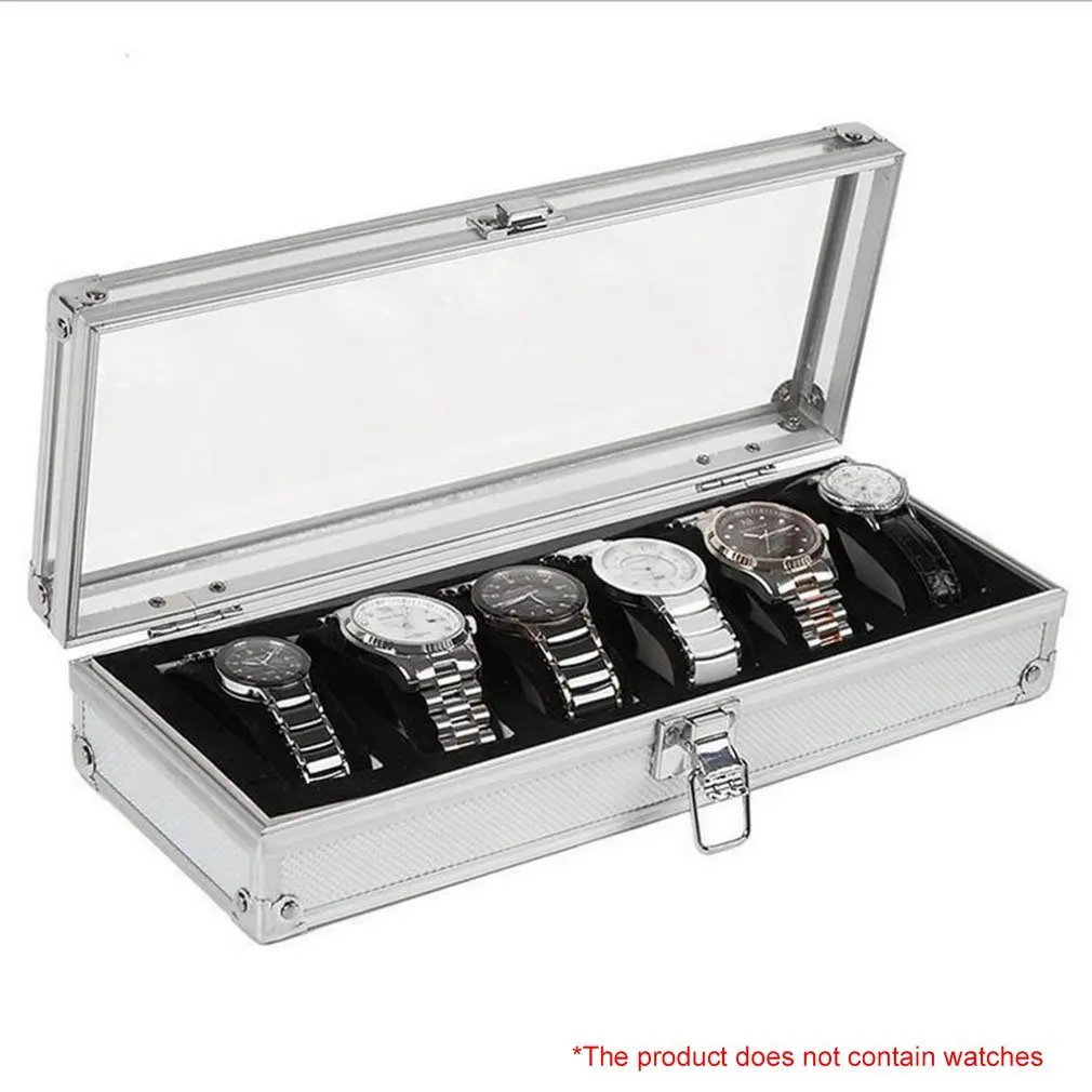 

6 Grid Insert Slots Jewelry Watches Display Storage Box Case Aluminium Watch Box Jewelry Decoration Organizer Dropshipping