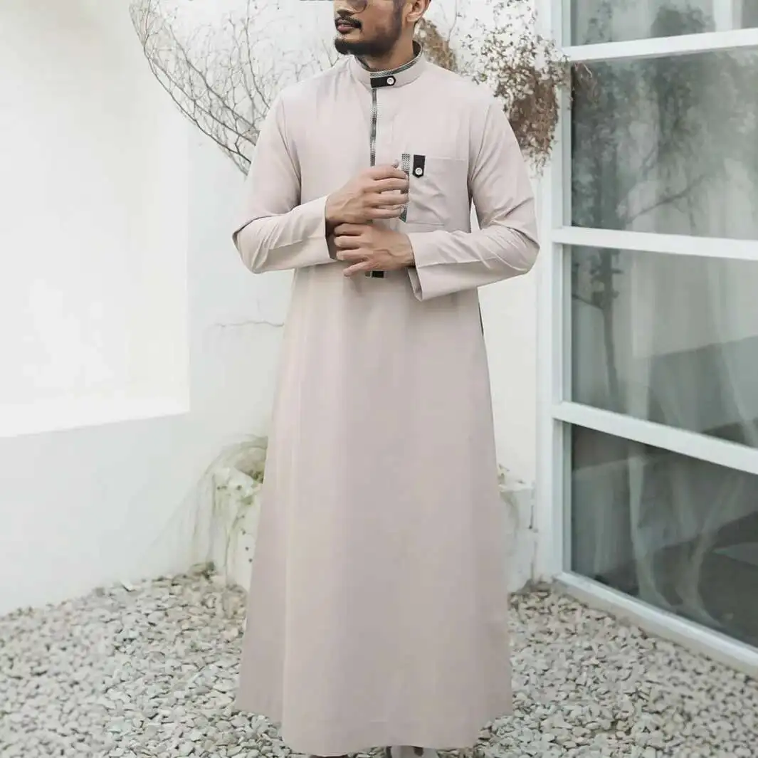 

2025loriya Turkey Dubai Casual Men's Robe Ma033 Loose Stand Collar Men's New Fashion Abaya Ramadan Dubai Luxury Islam Elegant