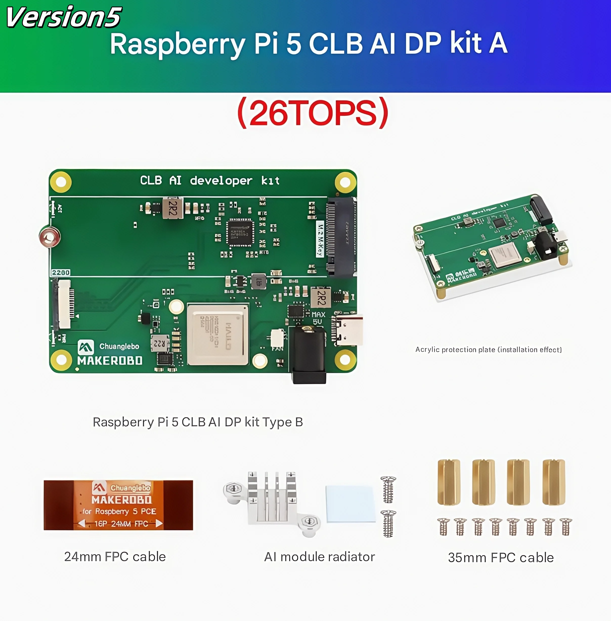 Raspberry Pi 5 AI Kit Artificial Intelligence Kit M.2 HAT+