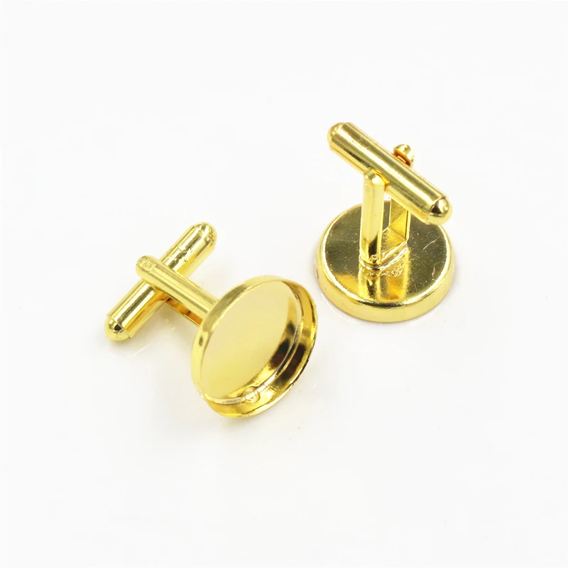10pcs/ lot 16mm White K Rhodium Plated 5 Colors Copper Cufflink Base Cuff Link Settings Cabochon Cameo Base