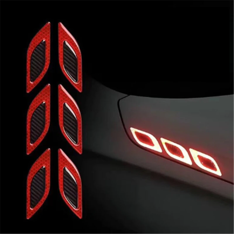 6pcs/Set Car Reflective Stickers Anti-Scratch Safety Warning Sticker for Moto Truck Auto Motor Exterior Decorative Accessories