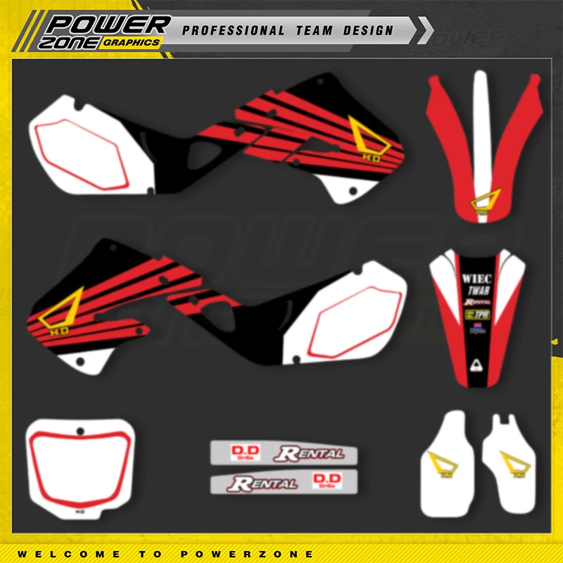 

PowerZone Full Graphics Background Decals Stickers Kit For HONDA CR125 1998 1999 CR250 1997 1998 1999 Motorcycle 03