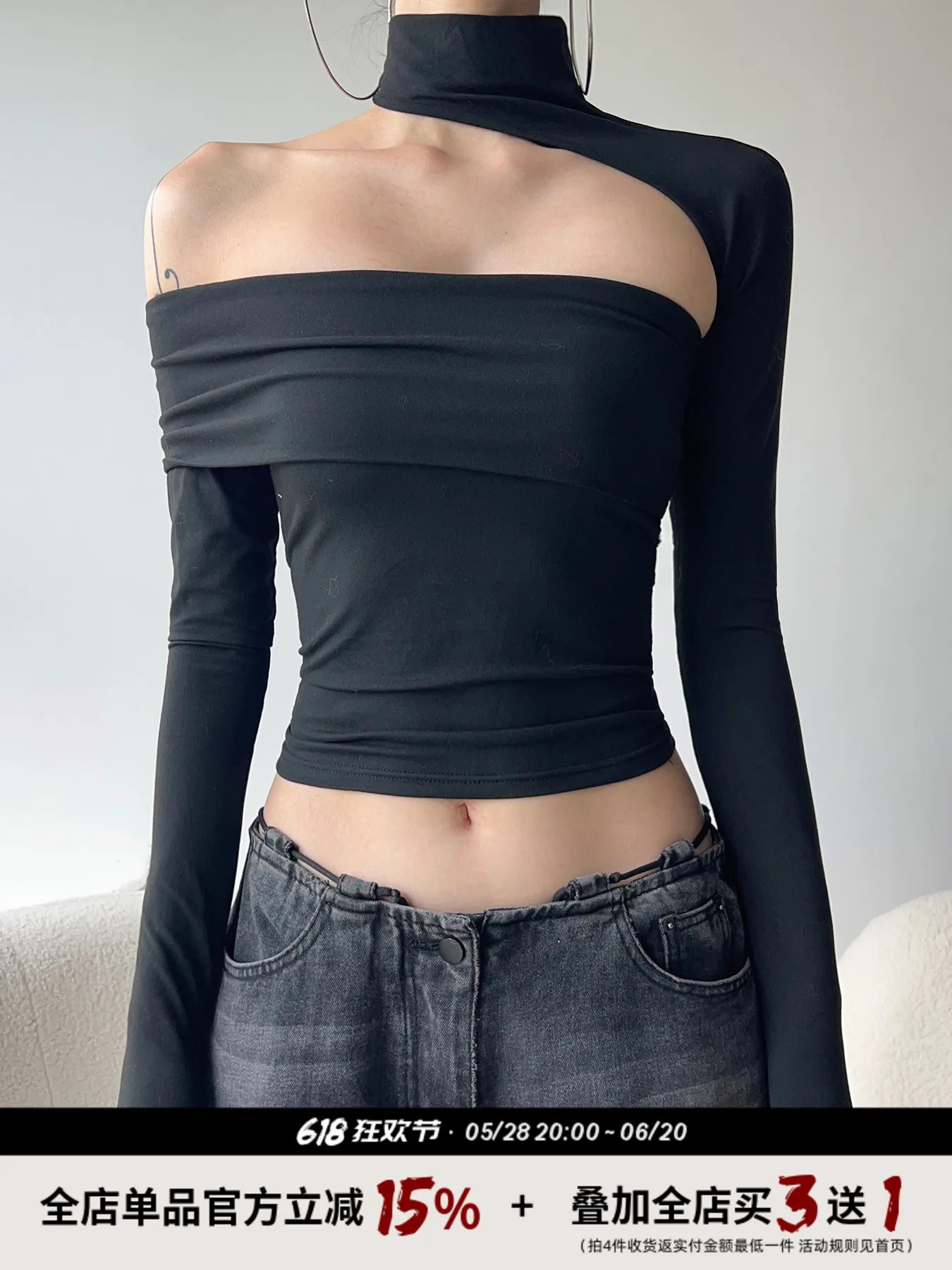 

Women's Grey Slash Neck T-shirt Harajuku Korean Y2k Tee Top 2000s Clothes Aesthetic Fashion Long Sleeve Vintage T-shirts Autumn