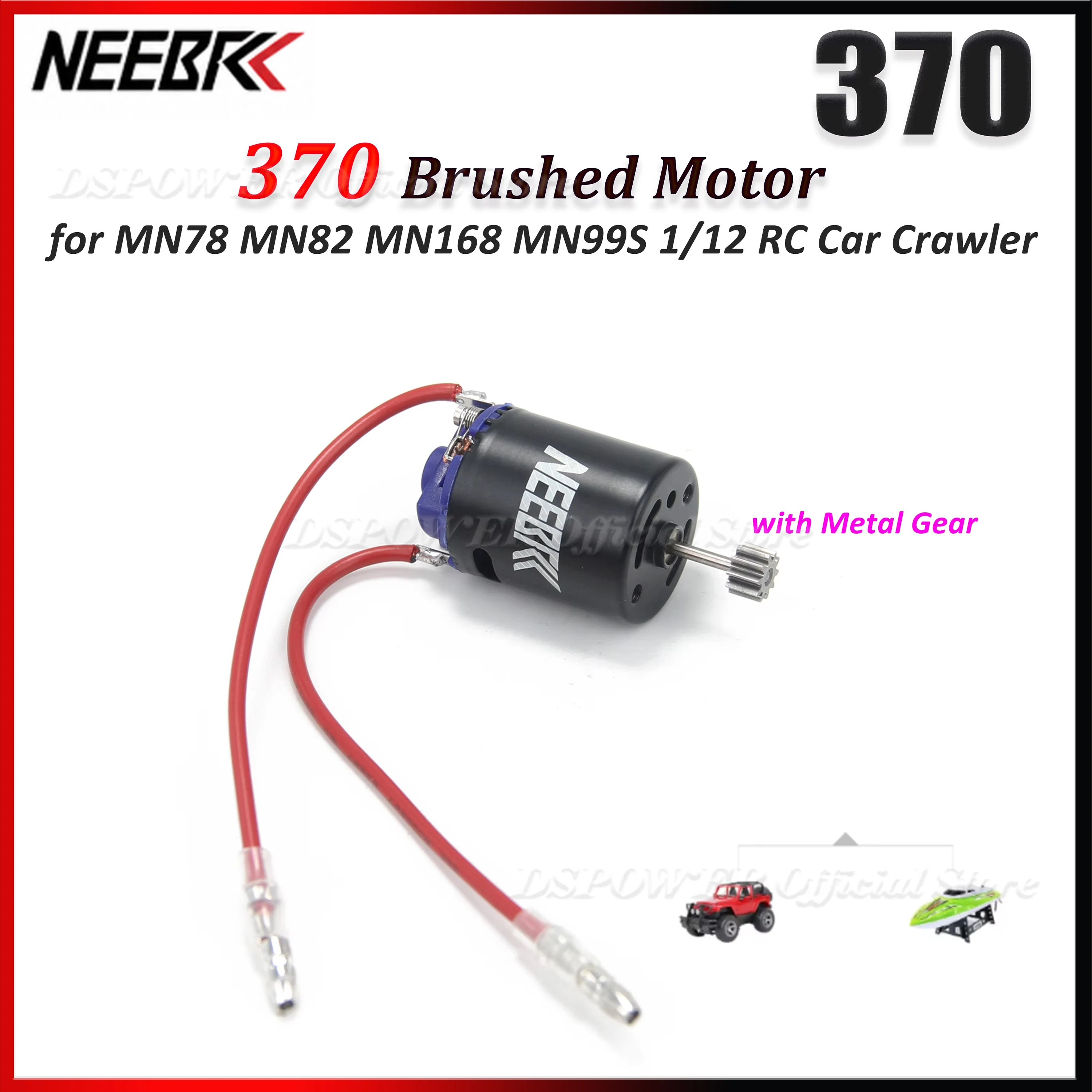 370 Brushed Motor with Metal Gear High Performance for MN78 MN82 MN168 MN99S Upgrade Parts 1/12 RC Car Crawler Truck Vehicle
