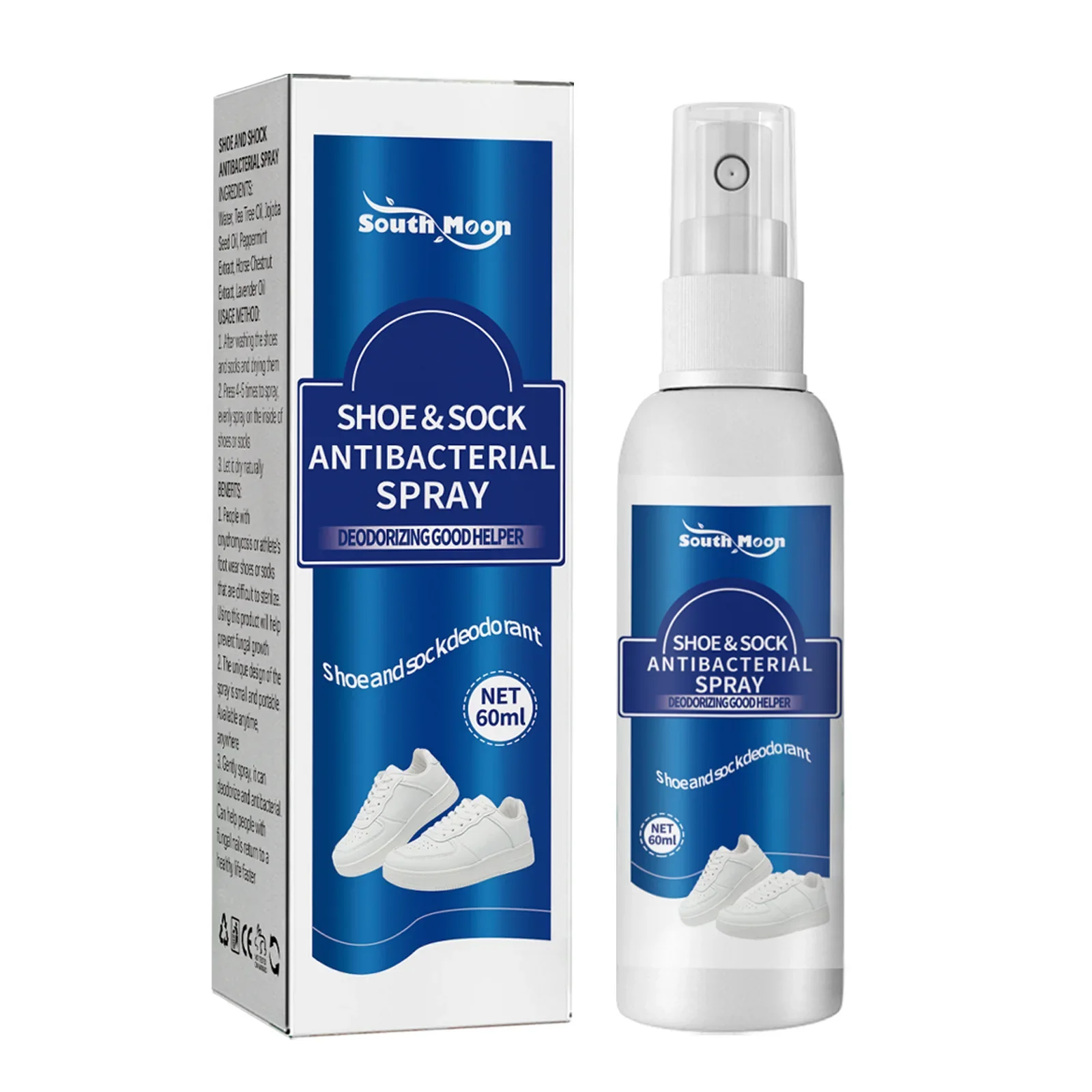 South Moon Shoes Deodorization Spray Antibacterial Antiperspirant Relieve Foot Tinea Beriberi Refresh Shoe Odor Removal Spray