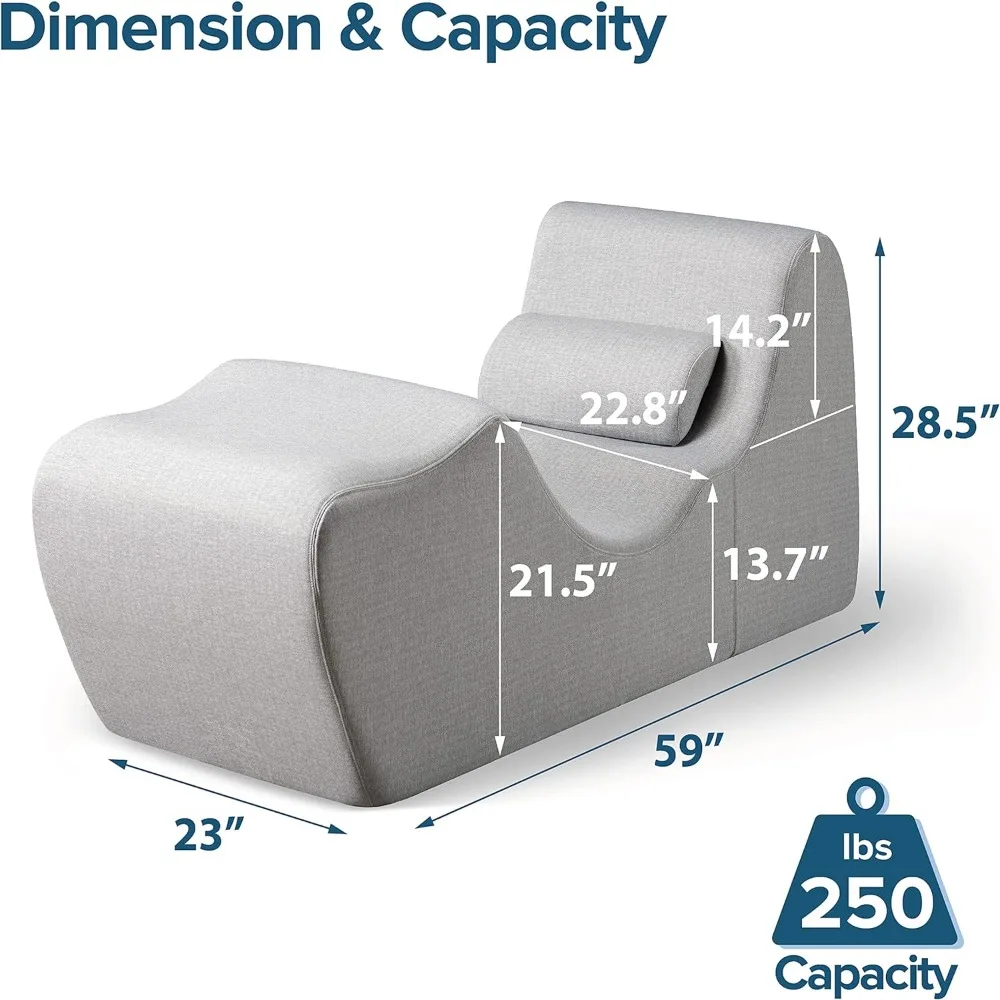 Zero Gravity Chaise Lounger/Foam Recliner for Living Room/Ergonomic Positioning for Better Relaxation/Pillow Included/NoAssembly