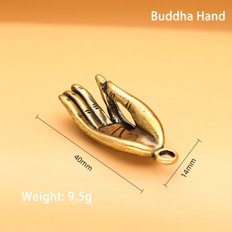 Mini Brass Buddha Zen Gesture Finger Hands Portable Vintage Statue Metal Keychain Ornament Props Toy Gift