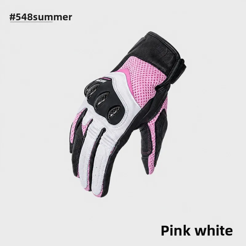 STAR FIELD KNIGHT Women's Summer Motorcycle Gloves Breathable Leather Touchscreen Protective Riding Gloves Carbon Fiber Knuckles