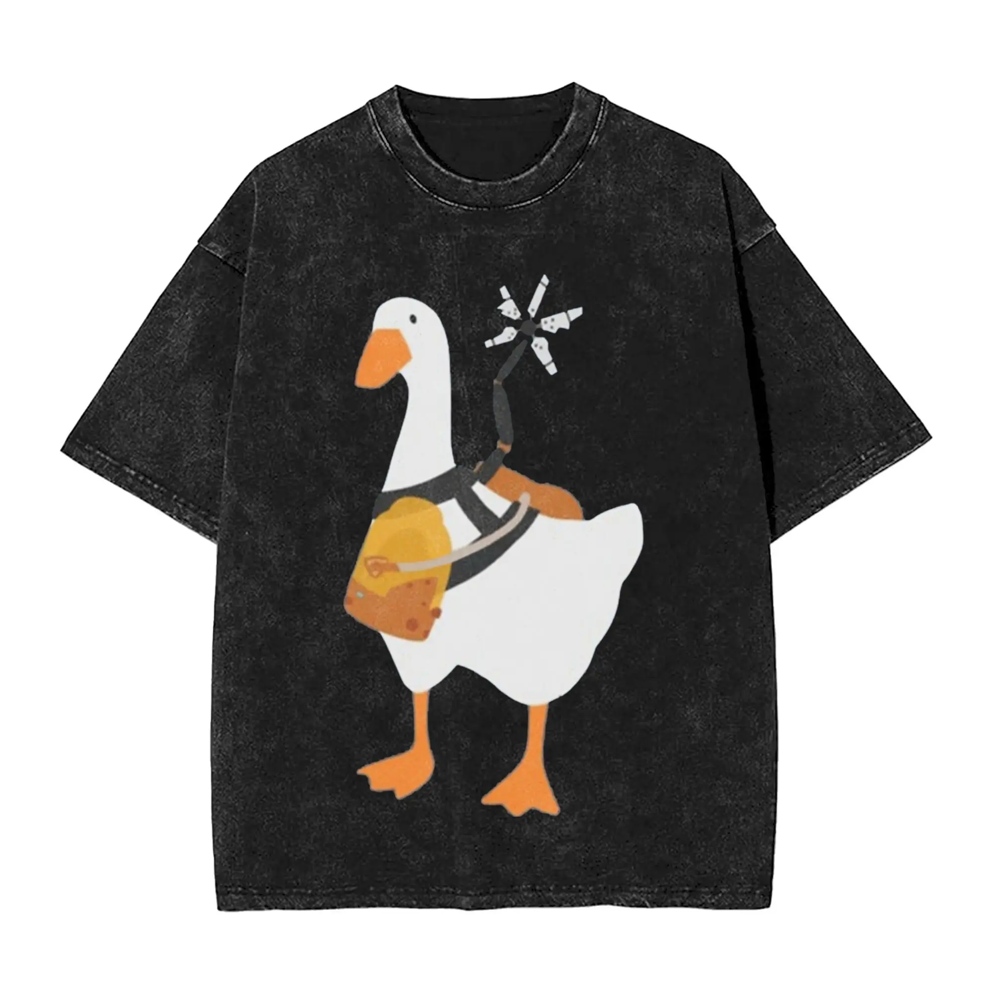 

Washed T Shirts Ready to Fight Vintage T-Shirts Oversize Untitled Goose Game Death Stranding Cotton Printed Tops Tees Men Women