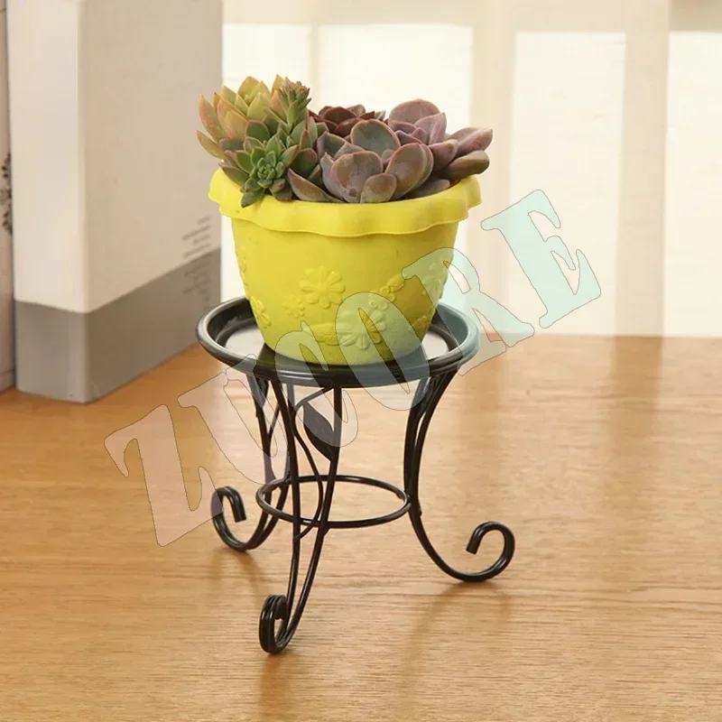 Schwarzer Pflanzenständer aus Metall für den Innenbereich, 13,5 cm hoch, Vintage-Eck-Pflanzenständerhalter und Pflanzenständer für den Garten im Freien