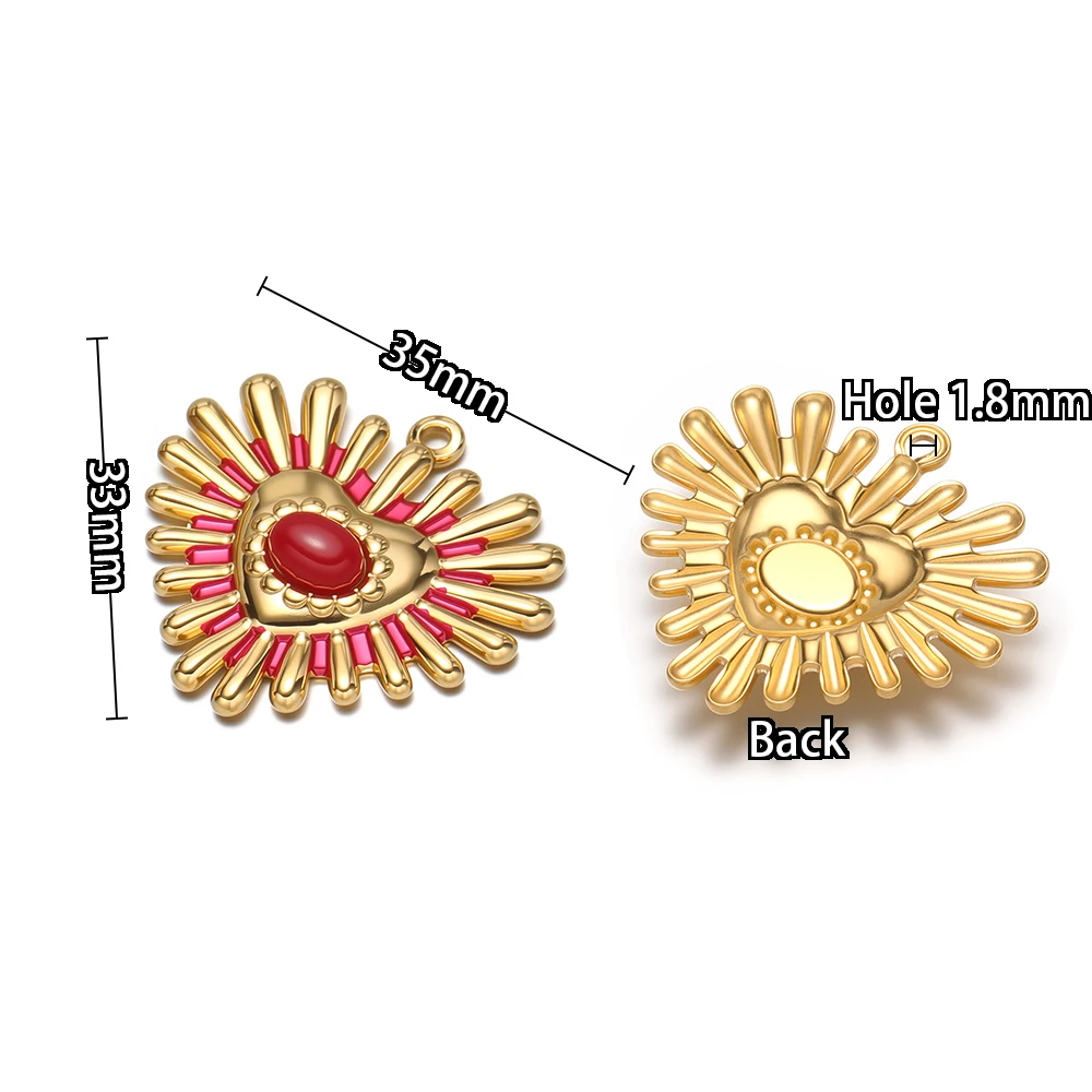 3 Stück Edelstahl-Emaille-Herzanhänger für DIY-Schmuckherstellung, Damen-Ohrringe, Mädchen-Halsketten-Anhänger, Zubehör – Detail 3