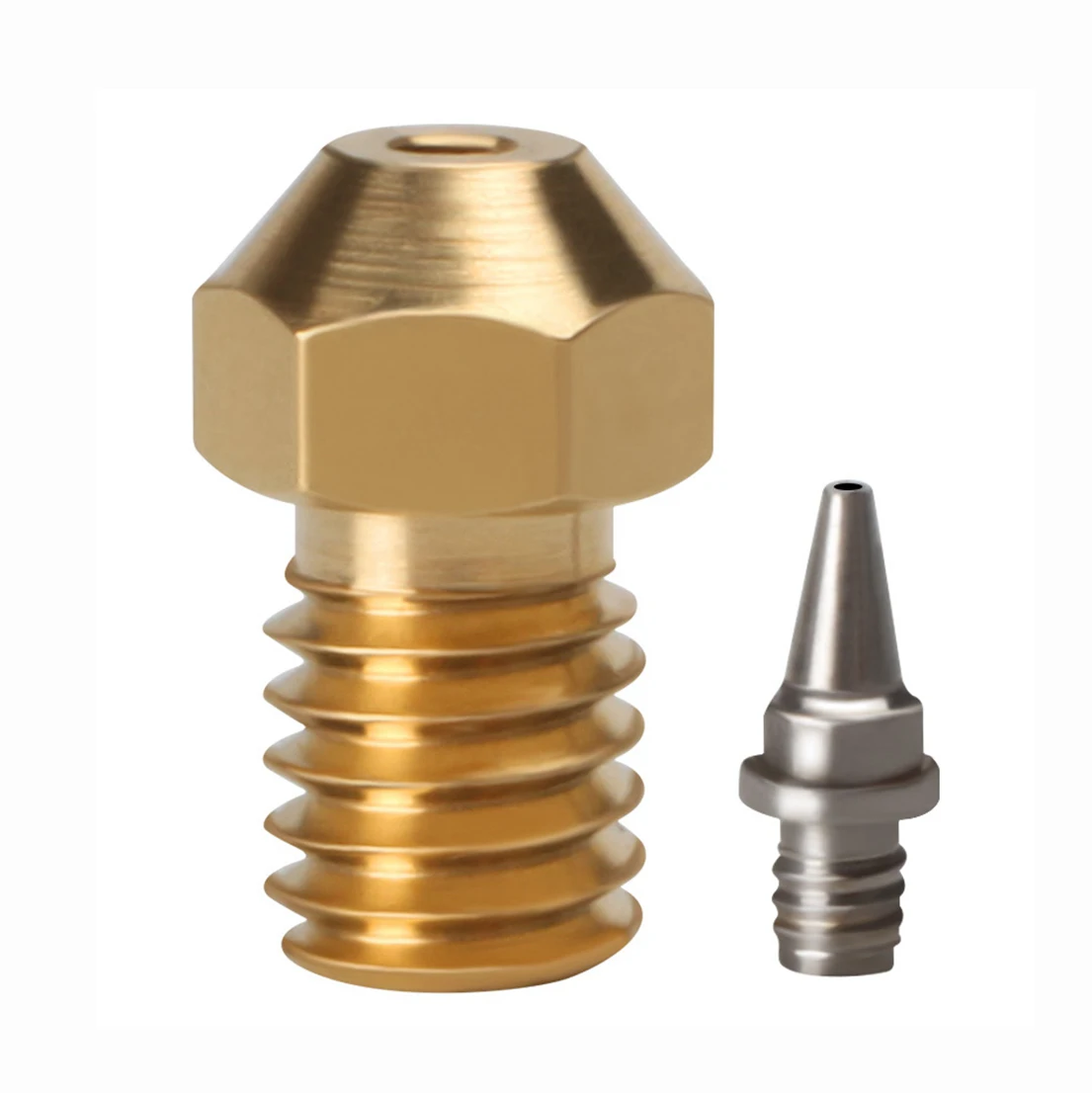 Torlipy 3D Printer Airbrush Brass Nozzle 0.2/0.3/0.4/0.5mm Removable Stainless Steel Tips For E3D V5 V6 Hotend